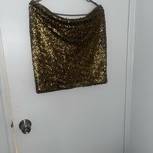 H&M Sparkling Gold Mini Skirt